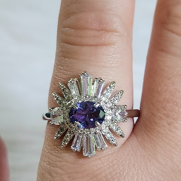 NWT Bomb Party 'Egyptian Love' Tanzanite Rhodium Plated Ring - Size 11 - Picture 9 of 10